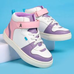 Pine Kids Velcro Closure Casual Shoes - White & Purple-image-41