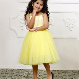 Toy Balloon Kids Net Sleeveless Shimmered Stars Detailed Dress - Yellow-image-70