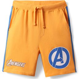 Pine Kids Marvel 100% Cotton Knee Length Shorts With Avengers Graphics & Tape Detailing - Orange-image-73