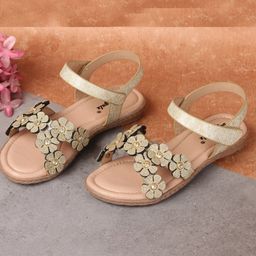 boyz n galz Stones Embellished Floral Applique Detailed Sandals - Golden-picture-12