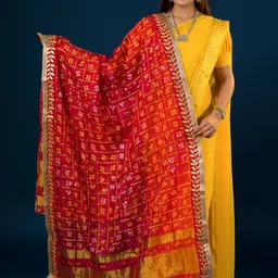 KCPC BANDHANI Printed Art Silk Bandhani Dupatta-image-5