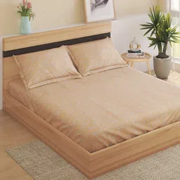 Home Centre Ezra Peach & White Printed 144 TC Cotton Queen Bedsheet Set 2.54 m x 2.28 m-image-16