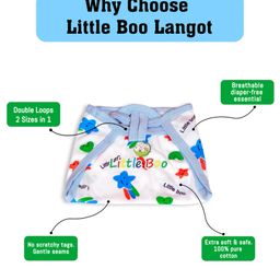 Little Boo Cloth Nappy Reusable washable Diapers String Tie Up Newborn Star Print - Set Of 10 image 2