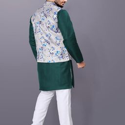 PulseIQ Men Solid Kurta with Pyjama & Nehru Jacket image 3