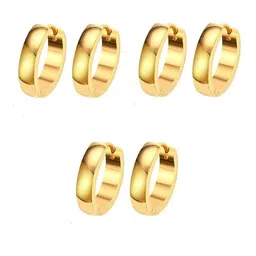 shobhram Set Of 3 Gold Plated Contemporary Hoop Earrings-5