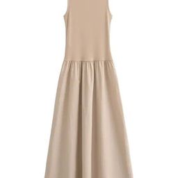 Alamode By Akanksha Women Beige Keya Drop Waist Midi Dress-image-63