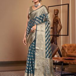 Mitera Woven Design Zari Organza Banarasi Saree-17