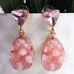 Jewelz Gold-Plated Stones Studded Drop Earrings-10
