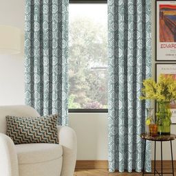 Nefertiti Home Sea Green 2 Pieces Floral Printed Black Out Long Door Curtains-image-65