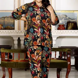 KALINI Floral Printed Pure Cotton Tunic With Trouser Co-Ords-picture-17