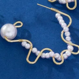 StyleCast Contemporary Artificial Beaded Half Hoop Earrings-picture-35