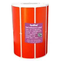 Tudko 50x25 mm 80 GSM 2 UP Self Adhesive Paper Label Orange-picture-3