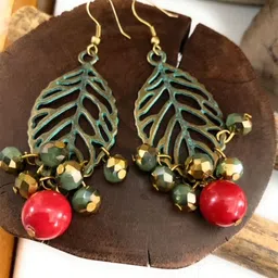 Nonas handmade Jewellery Leaf Shaped Chandelier Drop Earrings-image-68