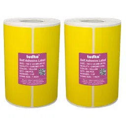 Tudko 100x125 mm 80 GSM 1 UP Self Adhesive Paper Label Yellow (Pack of 2 Pcs)-13