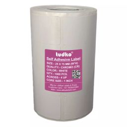 Tudko 25x75 mm 80 GSM 4 UP Self Adhesive Paper Label White-image-96