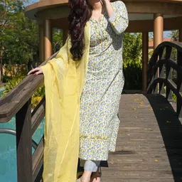 Moda Rapido Women Ethnic Motifs Printed Regular Kurta with Trousers & With Dupatta image 3
