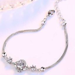 Bling Queen Silver Plated Cubic Zirconia & Crystal Studded Bracelet-image-41