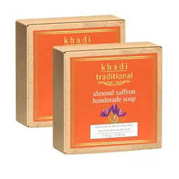 Khadi Traditional Set Of 2 Almond Saffron Soap- 110 g Each-0