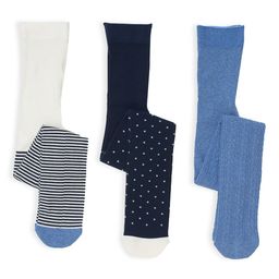 mothercare Girls Pack of 3 Striped And Spot Design Tights-image-25