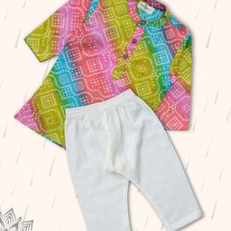 Peekaaboo Kids Boys Bandhani Printed Regular Pure Cotton Kurta with Pyjamas-image-78