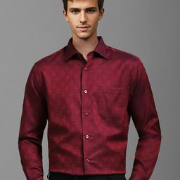 Louis Philippe Men Classic Spread Collar Abstract Printed Cotton Formal Shirt-image-66