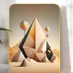 Livin'luxe Orange Colored & Grey Geometric Mountain Printed Wall Art-picture-37