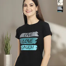 Tromko Women Typography 3 Printed Applique T-shirt-picture-4