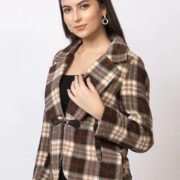 Navsha Checked Single-Breasted Overcoat image 4