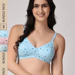 Floret Pack of 3 Floral Printed Medium Coverage Bra-46