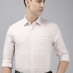 Arrow Pure Cotton Manhattan Slim Fit Self-Design Checked Formal Shirt-image-86