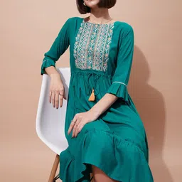 all about you Floral Embroidered Fit & Flare Dress-image-58