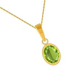 GenZcomplex Gold-Plated Peridot Stone Studded Oval Pendant-image-52