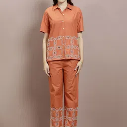 Athena Schiffli Embroidered Pure Cotton Shirt With Trousers Co-Ords-picture-47