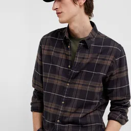 SELECTED Men Spread Collar Checked Cotton Slim Fit Casual Shirt-image-16