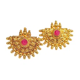 DIVASTRI Gold-Plated Artificial Stones Studded Crescent Shaped Studs image 3