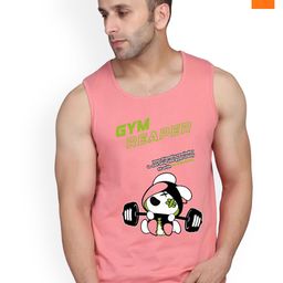 SLOWLORIS Pack Of 2 Printed Round Neck Sleeveless Bio-Wash Cotton Gym Vests-picture-14