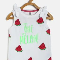 MINI KLUB Girls Typography Printed Pure Cotton Tank Top-image-43