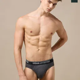 URBAN ADVENTURE 2-Pcs Mid-Rise Anti Bacterial Basic Briefs 2UAM-002(DARK GREY-GREEN)-image-63