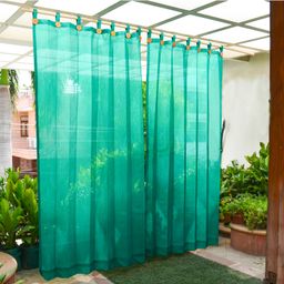 Hippo Loop Curtains with Sun Protection Pack of 2-Green - 4.5FTX7.5FT-8