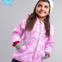 Babyhug Full Sleeves Hooded Fashion Heavy Winter Printed Jacket - Pink-image-4