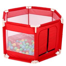 Krocie Toys Jumbo Hexagon Ball Pool Tent With 100 Colourful Soft Balls - Red-1