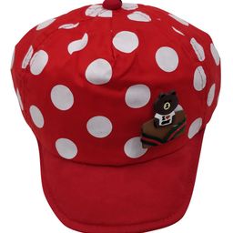 Kid-O-World Polka Dot Printed & Bear Patch Detailed Cap - Red-image-95