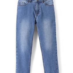 Pine Kids Denim Woven Full Length Washed Jeans Solid Colour - Mid Wash-image-38