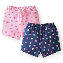 Babyhug Single Jersey Mid Thigh Shorts Heart & Polka Dots Print  Pack of 2 - Multicolour-picture-14