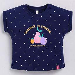 giniekids Half Sleeves Fruits & Polka Dots Printed Tee - Navy Blue-image-60