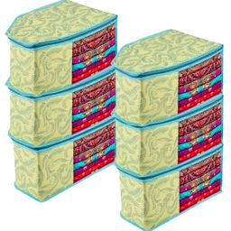 Kuber Industries Blouse Cover  Clothes Storage Bag  Zipper Wardrobe Organizers  Non-Woven Clothes Organiser  Side Transparent Blouse Organizer  Leaf-Design  Pack of 6  Green-image-66