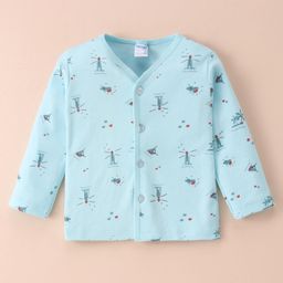Tango Interlock Knit Full Sleeves Jhabla with Stars & Windmill Print - Aqua Blue-image-95