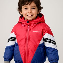 Babyhug Woven Full Sleeves Jacket with Detachable Hood & Text Print - Red & Blue-picture-16