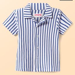 Babyhug Popcorn Jacquard Knit Half Sleeves Striped Shirt - White-image-58