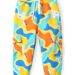 Babyhug Terry Knit Full Length Printed Lounge Pant With Cargo Pockets - Multicolor-image-89